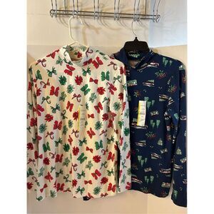 2 Time Tru turtle neck shirts Christmas trees large rayon blend new